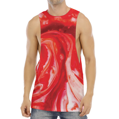 Red Acid Melt Print Men's Muscle Tank Top