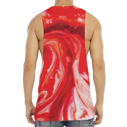 Red Acid Melt Print Men's Muscle Tank Top