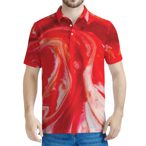 Red Acid Melt Print Men's Polo Shirt