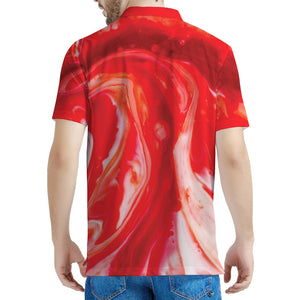 Red Acid Melt Print Men's Polo Shirt