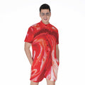 Red Acid Melt Print Men's Romper