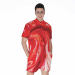 Red Acid Melt Print Men's Rompers