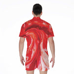 Red Acid Melt Print Men's Rompers