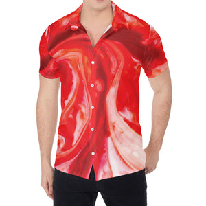 Red Acid Melt Print Men's Shirt