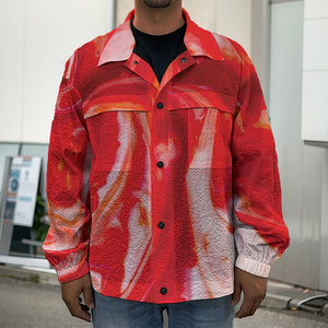 Red Acid Melt Print Men's Shirt Jacket