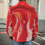 Red Acid Melt Print Men's Shirt Jacket