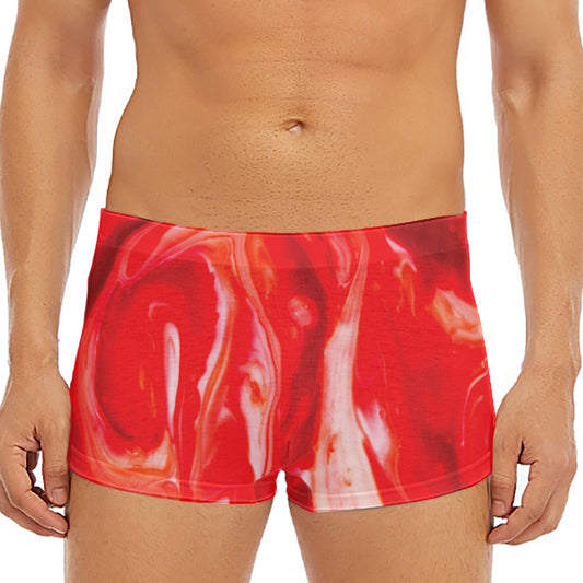 Red Acid Melt Print Men's Short Boxer Briefs