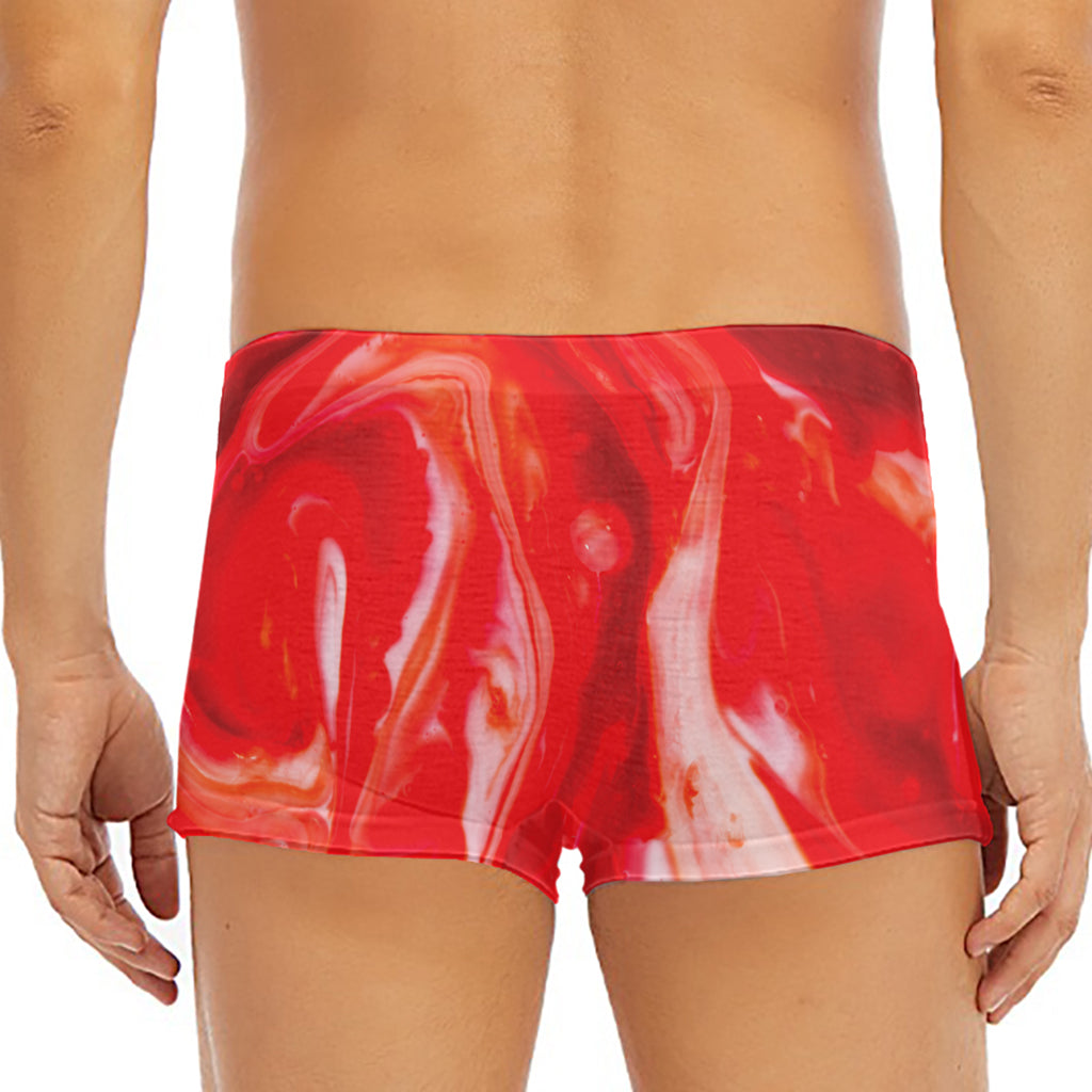 Red Acid Melt Print Men's Short Boxer Briefs