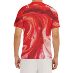 Red Acid Melt Print Men's Short Sleeve Rash Guard