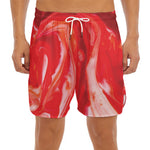Red Acid Melt Print Men's Split Running Shorts
