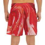 Red Acid Melt Print Men's Split Running Shorts