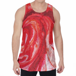 Red Acid Melt Print Men's Velvet Tank Top