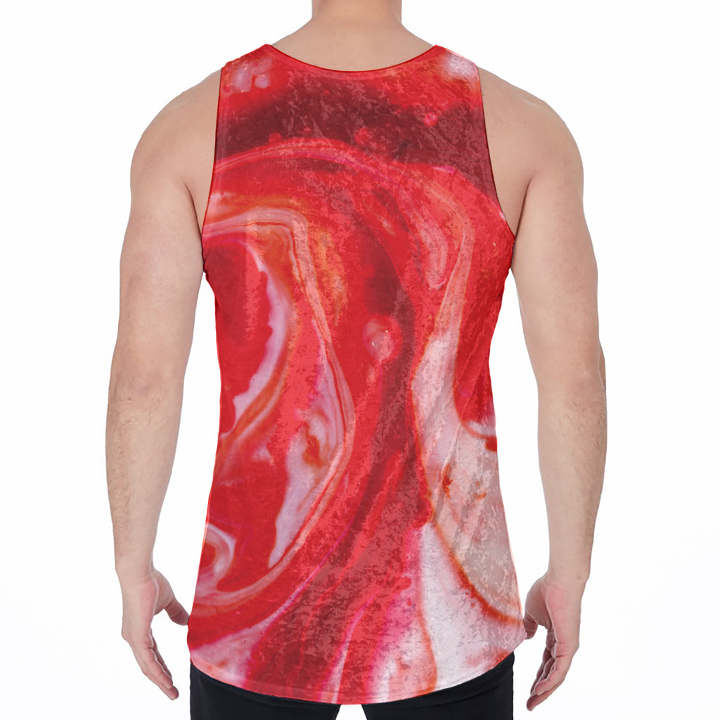 Red Acid Melt Print Men's Velvet Tank Top