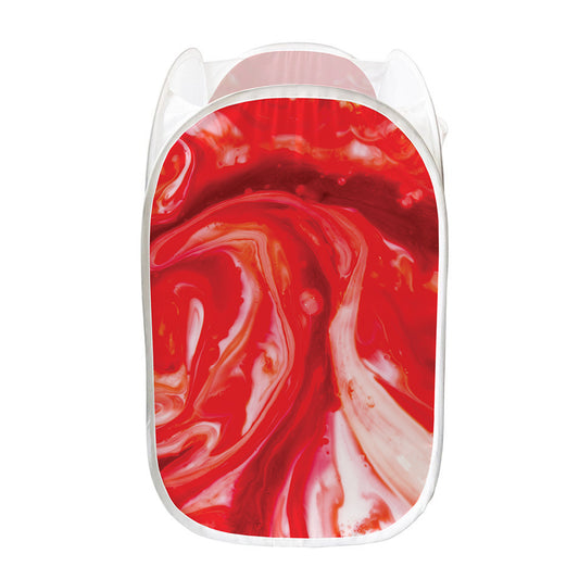 Red Acid Melt Print Mesh Laundry Hamper
