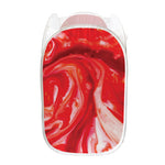 Red Acid Melt Print Mesh Laundry Hamper
