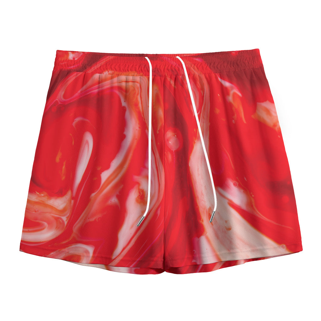 Red Acid Melt Print Mesh Shorts