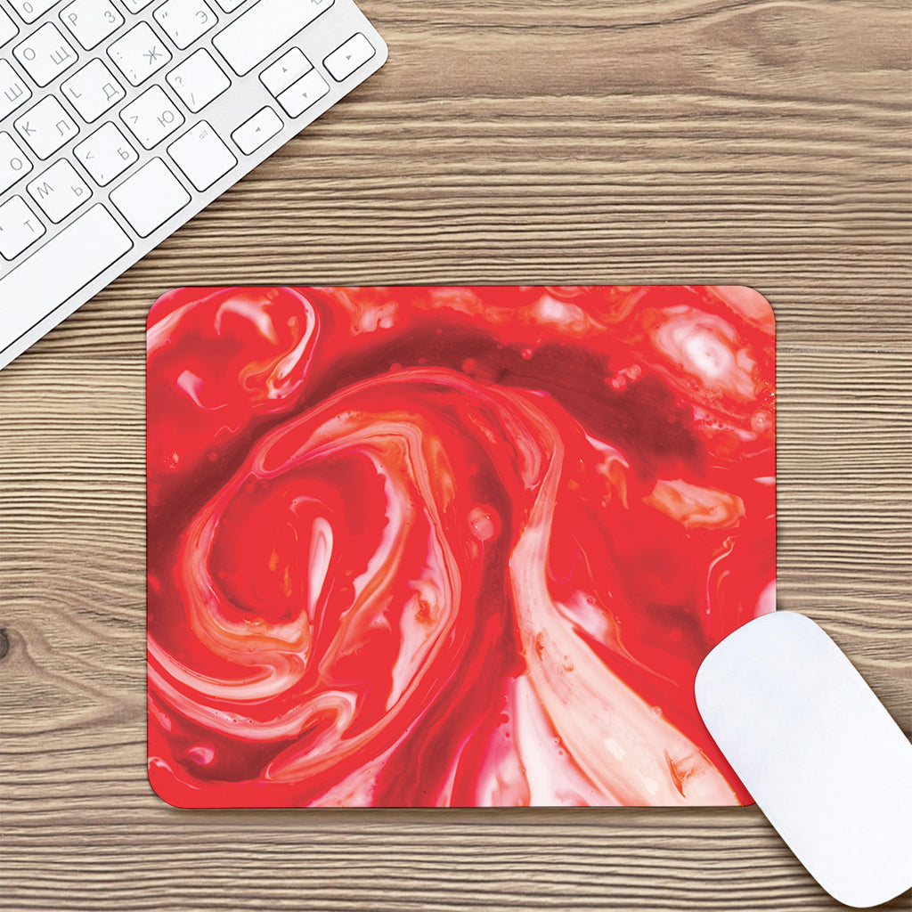 Red Acid Melt Print Mouse Pad
