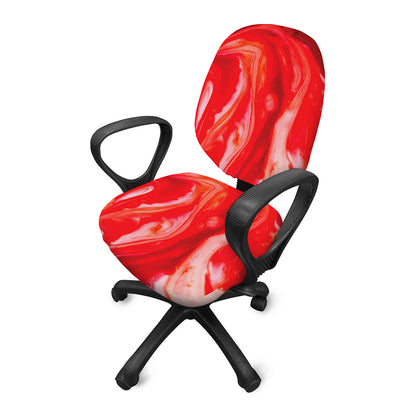 Red Acid Melt Print Office Chair Cover