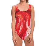 Red Acid Melt Print One Piece Swimsuit