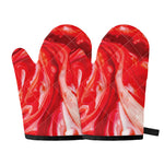 Red Acid Melt Print Oven Mitts