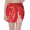 Red Acid Melt Print Pencil Mini Skirt