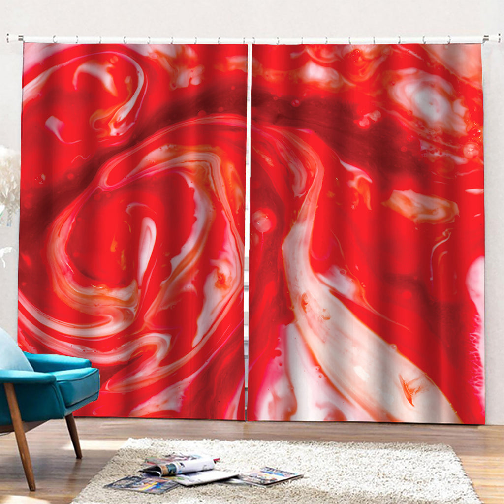 Red Acid Melt Print Pencil Pleat Curtains