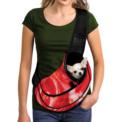 Red Acid Melt Print Pet Sling Carrier