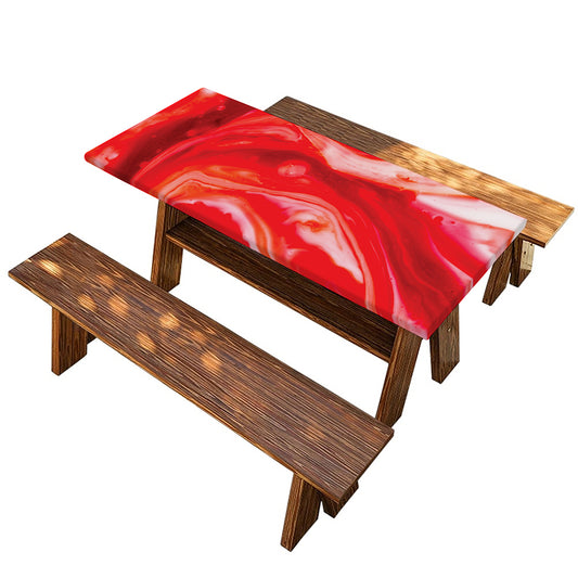 Red Acid Melt Print Picnic Table Cover