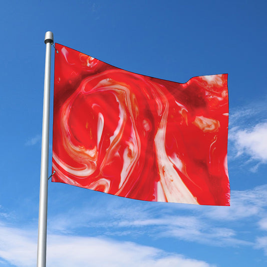 Red Acid Melt Print Polyester Flag