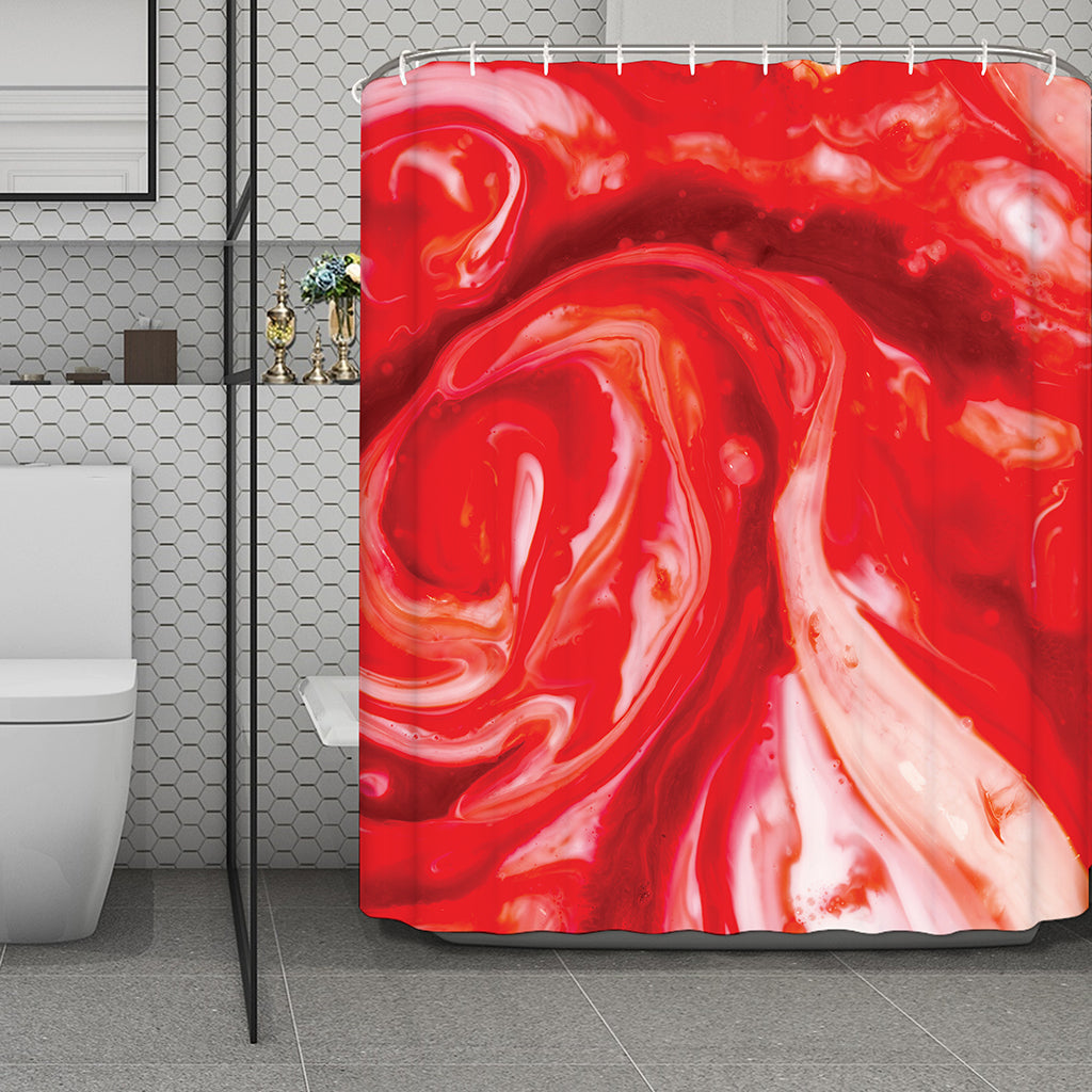 Red Acid Melt Print Polyester Shower Curtain