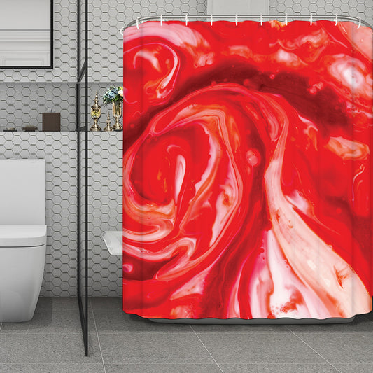 Red Acid Melt Print Polyester Shower Curtain