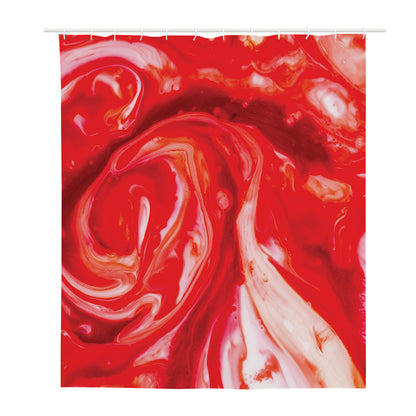 Red Acid Melt Print Polyester Shower Curtain