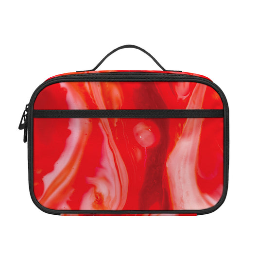 Red Acid Melt Print Portable Lunch Bag