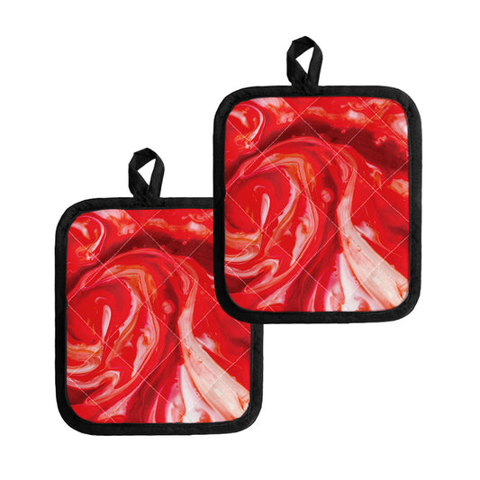Red Acid Melt Print Pot Holders