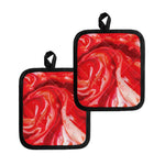 Red Acid Melt Print Pot Holders