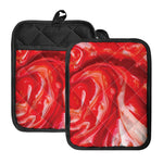 Red Acid Melt Print Pot Holders With Pocket