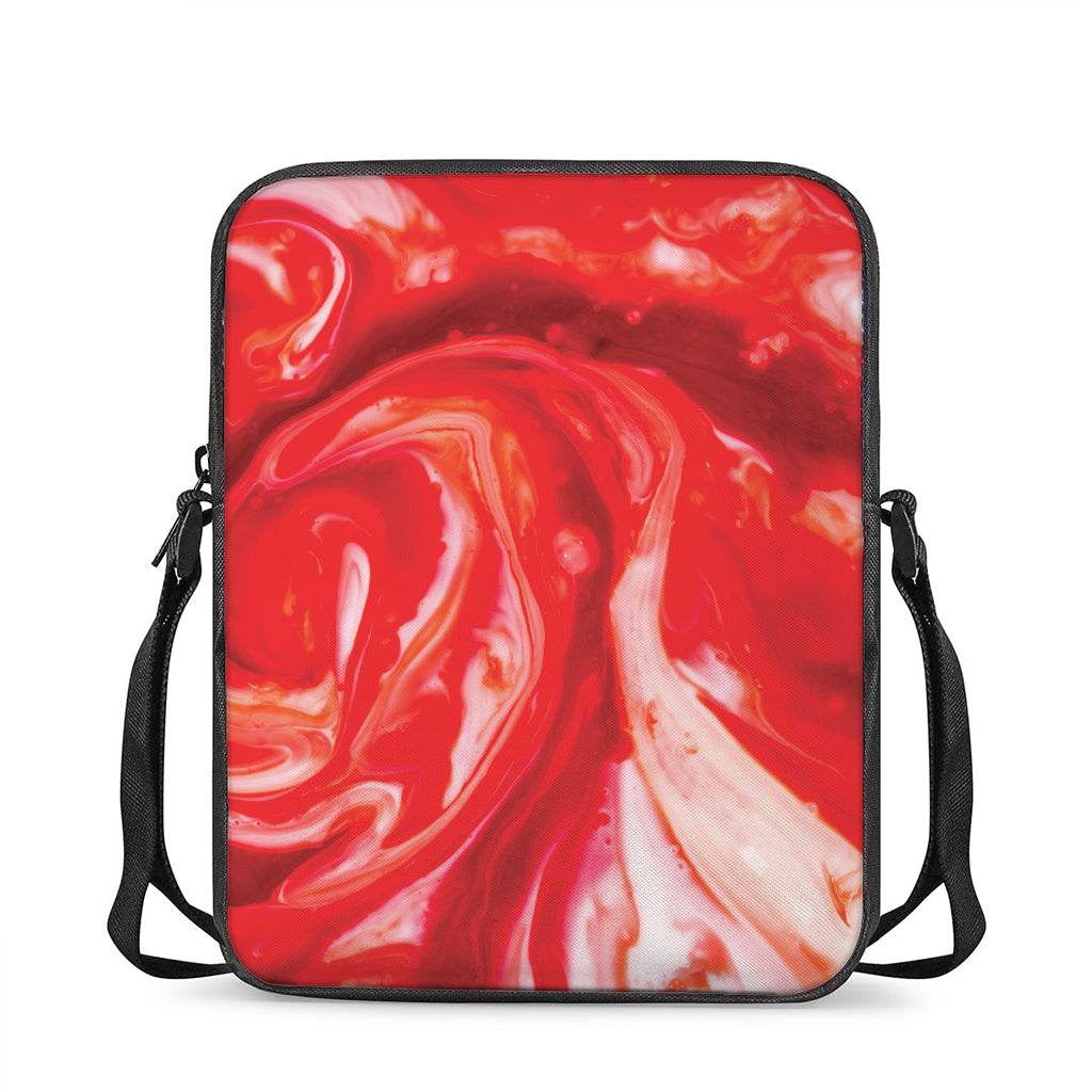 Red Acid Melt Print Rectangular Crossbody Bag