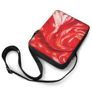 Red Acid Melt Print Rectangular Crossbody Bag