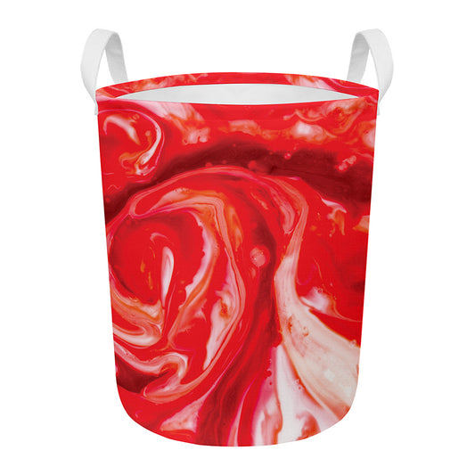 Red Acid Melt Print Round Laundry Basket