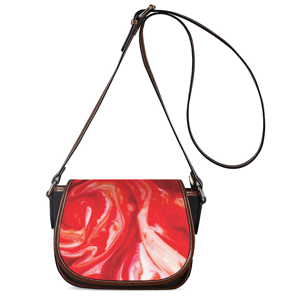 Red Acid Melt Print Saddle Bag