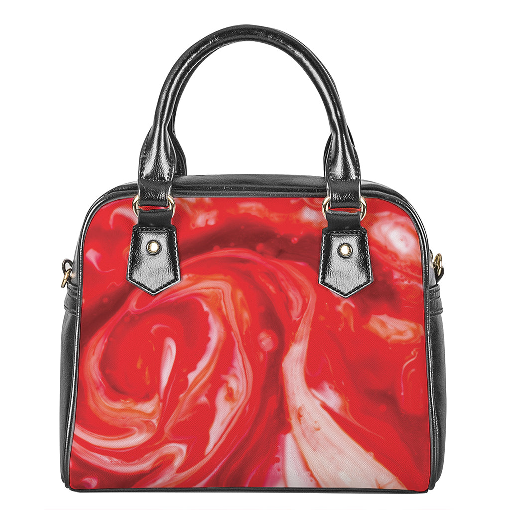 Red Acid Melt Print Shoulder Handbag