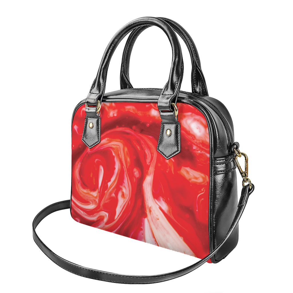 Red Acid Melt Print Shoulder Handbag