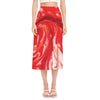 Red Acid Melt Print Side Slit Midi Skirt