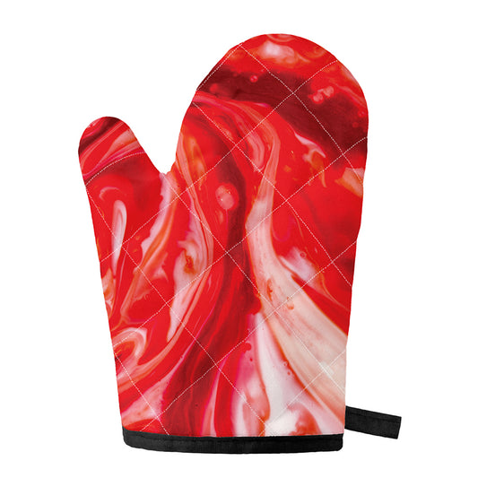 Red Acid Melt Print Single Oven Mitt