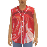 Red Acid Melt Print Sleeveless Baseball Jersey