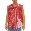 Red Acid Melt Print Sleeveless Baseball Jersey