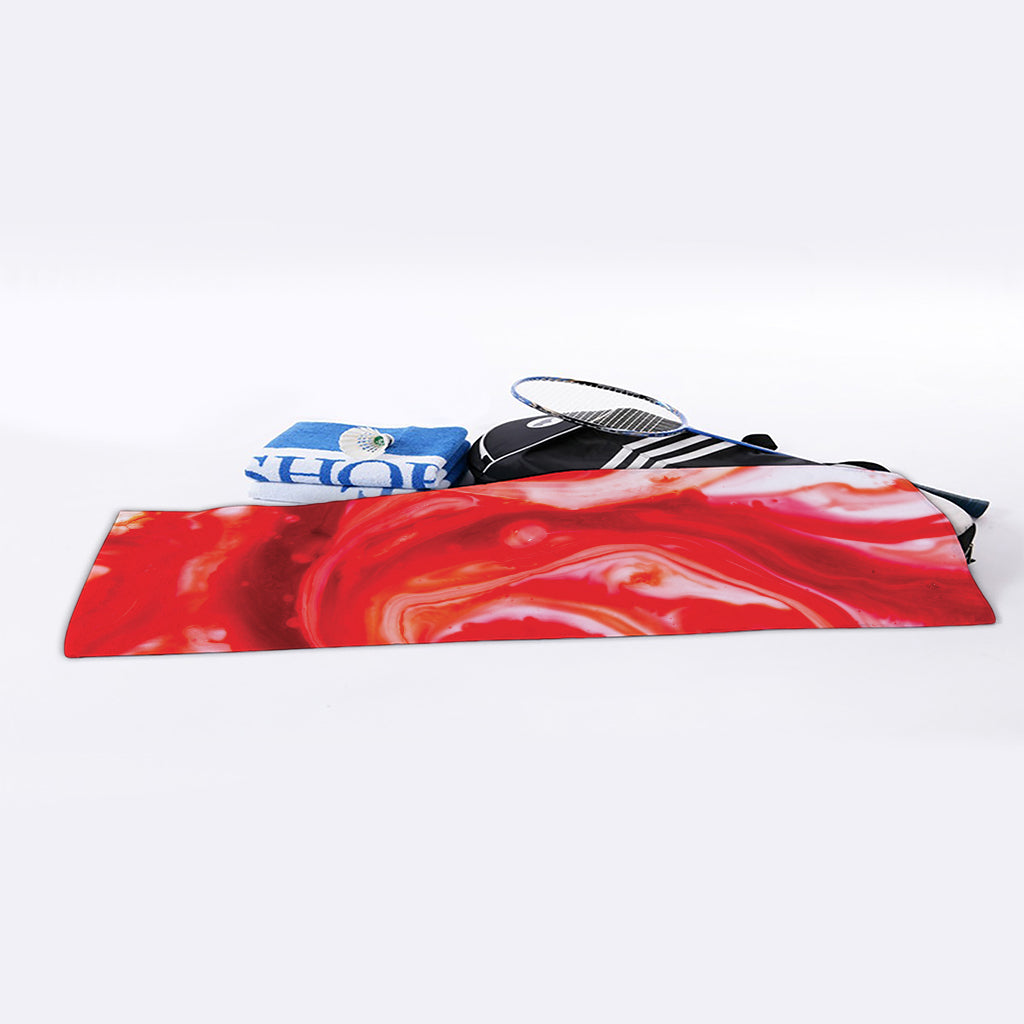 Red Acid Melt Print Sports Towel