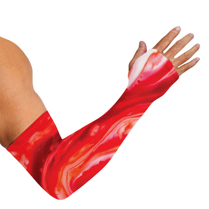 Red Acid Melt Print Sun Protection Arm Sleeves