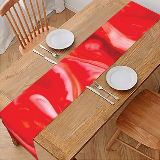 Red Acid Melt Print Table Runner