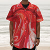 Red Acid Melt Print Textured Short Sleeve Shirt